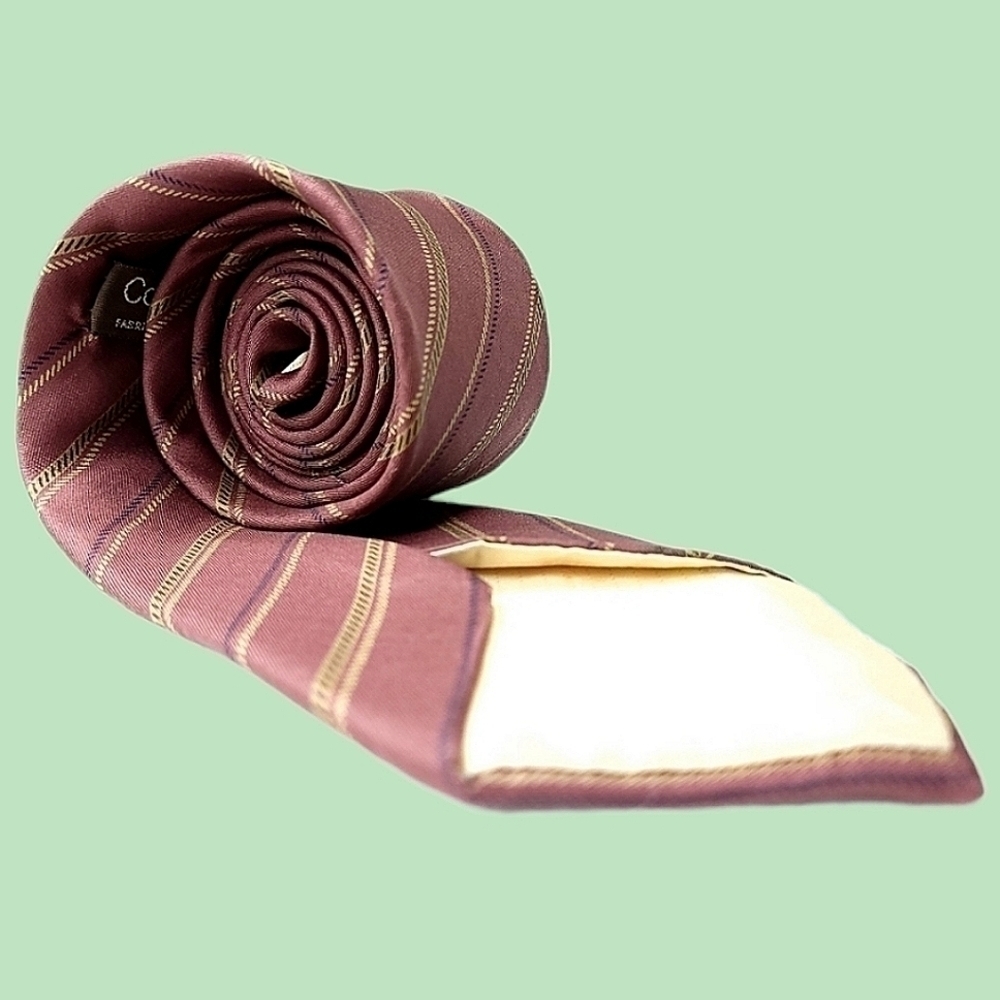 Calvin Klein Italian Silk Simple Striped Traditional Long Vintage Neck Tie - Picture 1 of 11